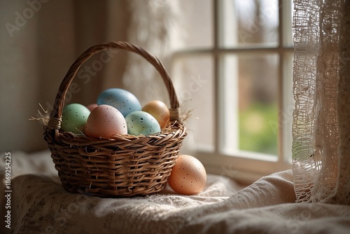 basket with easter eggs