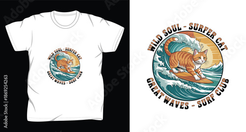 cat graphic vector art t shirt design print templete