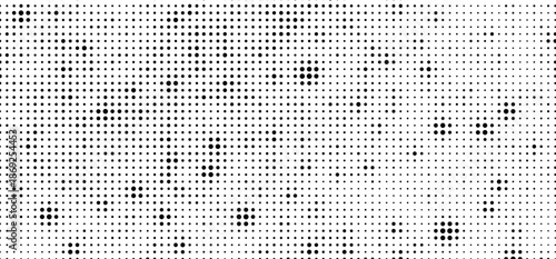 Futuristic abstract halftone wave with dotted circles and twisted grunge texture. Modern vector background for creative branding and print design.