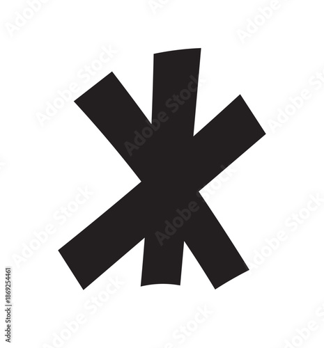 Asterisk sign silhouette vector art on white background. Minimal punctuation symbol for typography, note, reference, and graphic design use.