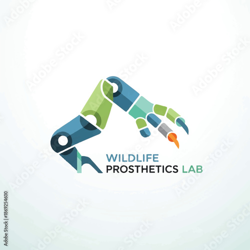 Robot Hand Holding Prosthetic Hand Logo.