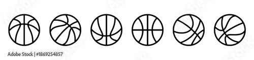 Set of vector basketball balls icons sports equipment element isolated on white background design assets basketball sports equipment