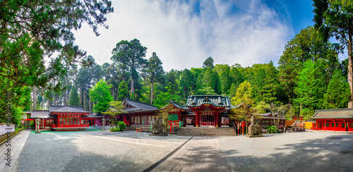 Fotografie Panoramic view of Hakone shrine at Lake Ashinoko at Moto Hakone