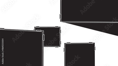 Black squares on white background with shadows falling