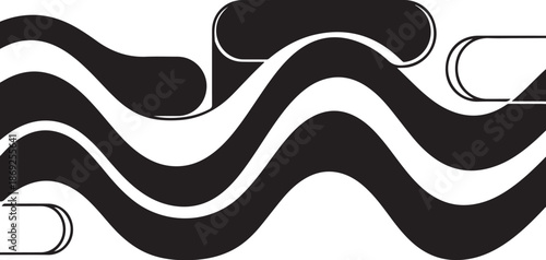 Abstract black and white wavy lines illustration design