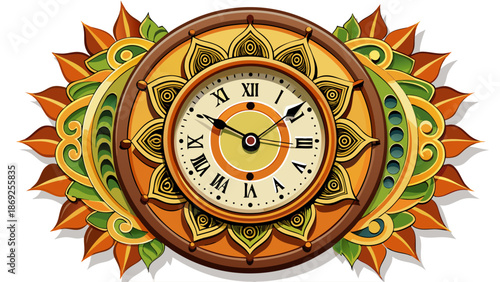 Modern decorative wall clock isolated on solid white background