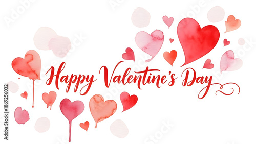 Happy Valentine's Day celebration with colorful hearts on black