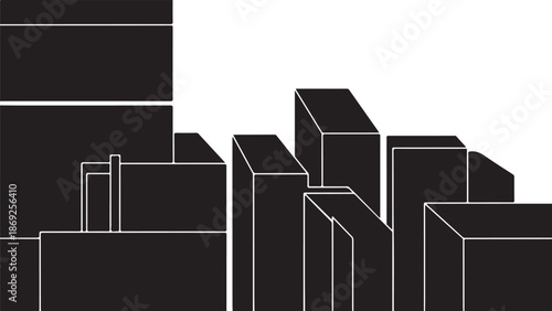 Modern City Skyline in Black and White Colors
