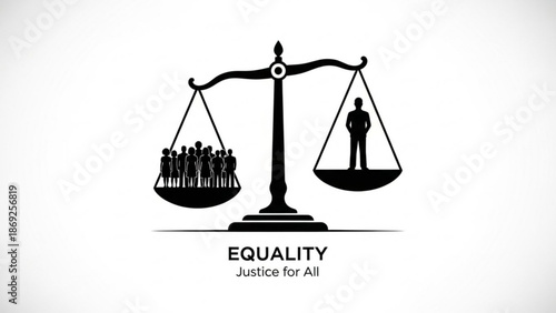 Equality Scale Balancing People and Man Silhouette Justice for All