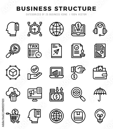 icons set. Business Structure for web. app. vector illustration.