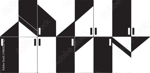 Geometric Pattern with Black and White Shapes