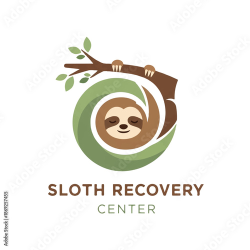 Sloth Recovery Center Logo Design Illustration.