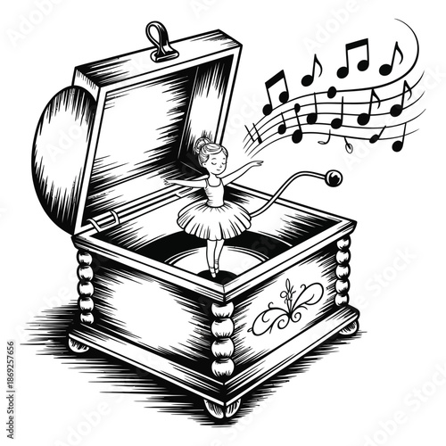 Classic wind up ballerina music box with spinning dancer and musical notes perfect gift for music lovers who enjoy listening and watching twirling dancer