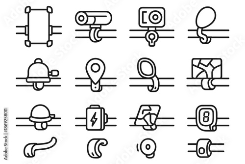 Extension button vector bike accessory horn icons tracker icon mount grip gear