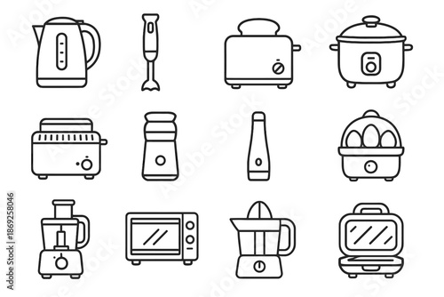Egg food icons sandwich kitchen grinder electric spice toaster coffee rice vector