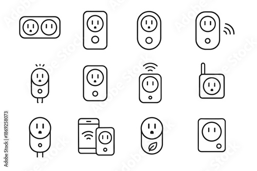 Plug signal socket adapter indicator icon smart wireless vector device outlet