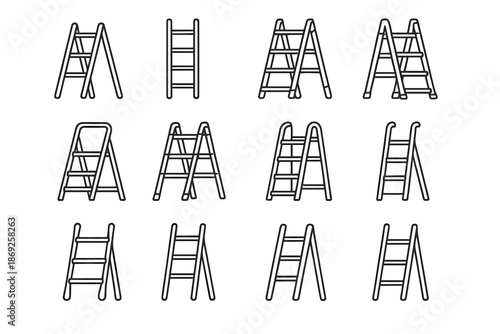 Lightweight icons icon mini ladder nylon frame travel steps compact single vector