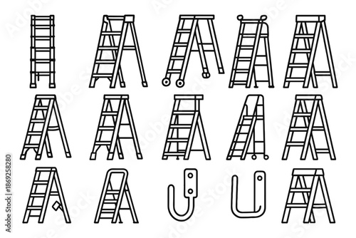 Fiberglass ladder cap hanger platform rating vector wheels icon icons tool professional