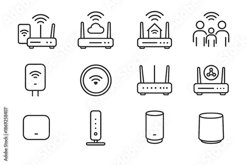 Mini box icon round vector home smartphone router wall family fi wi