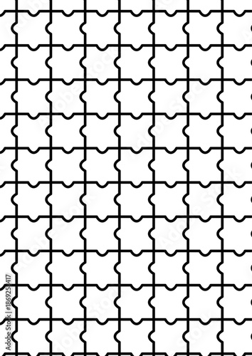Puzzle shapes pattern coloring page with interlocking jigsaw piece tessellation design