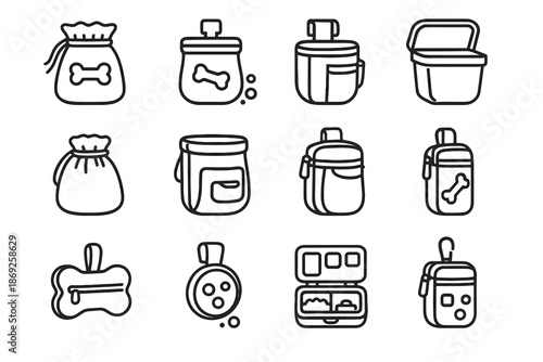 Bag lightweight belt pouch portable vector icon treat bin pocket holder dog