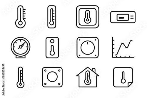 Thermostat vector sticky icon small temperature calibration lcd icons symbol gauge thermometer