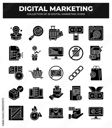 Collection of 25 Digital Marketing Icons: Boost Your Business Growth