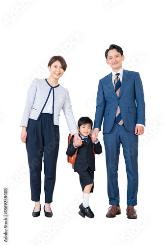 Cuadro en lienzo 入学式や七五三、お受験などのフォーマルな装いをした親子3人