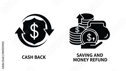 Cash back and savings refund concept with a circular design silhouette