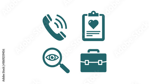 Specialized study icons representing medical and professional services