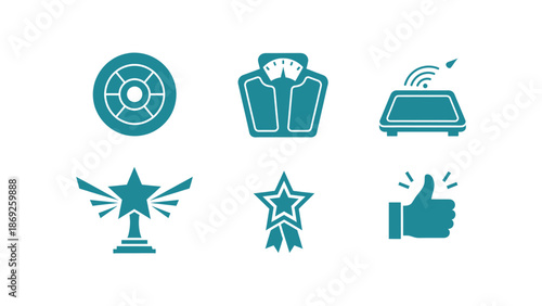 Collection of fitness, smart technology, and achievement vector icons