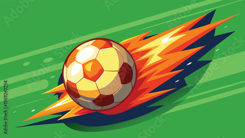 A soccer ball arcing through the air, showcasing its dynamic motion