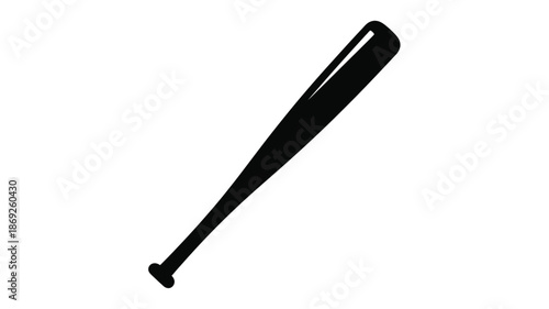 A striking black baseball bat depicted in a clean silhouette