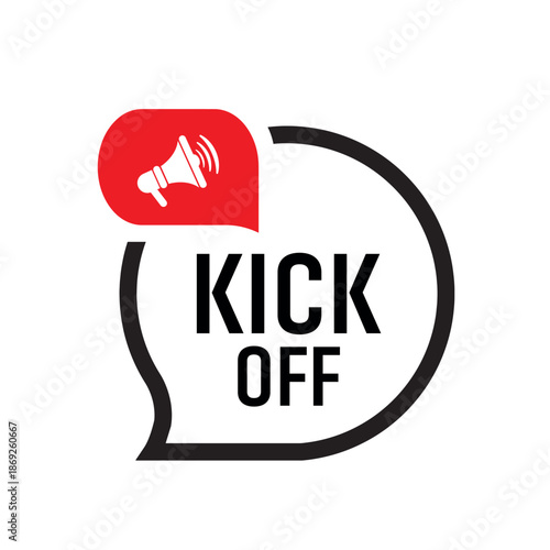 kick off sign on white background	