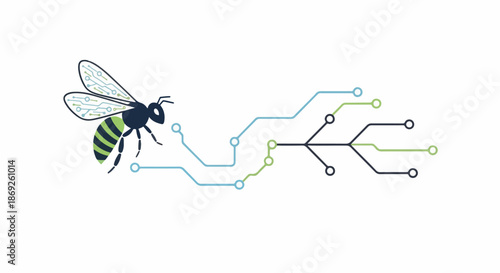Bee connected to digital network circuits.
