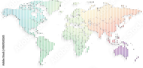 World Map Illustration Global Regions Continents Geography Data