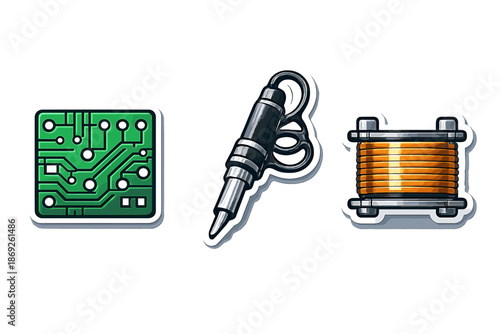 Collection of electronic components and tools