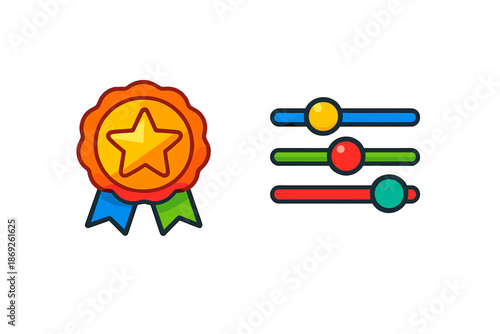 Award ribbon and slider controls icons