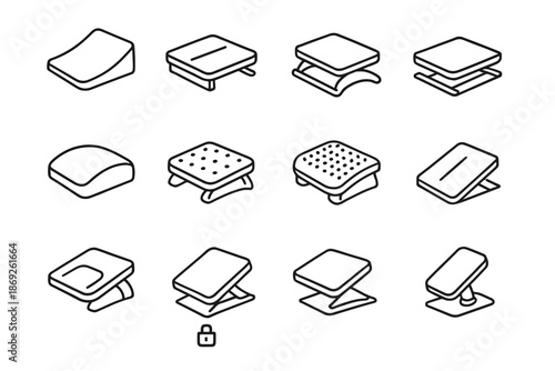 Icon ergonomic ramp lock vector foam tool foot support notch foldable sliding