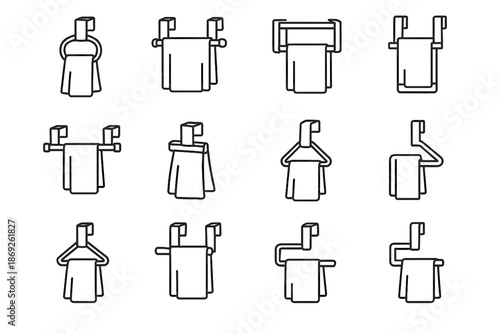 Icon sliding vector slim guard towel holder frame door loop hook attachment