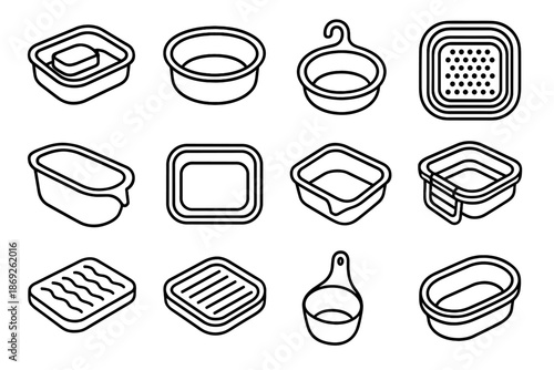Panel vector icon wall hanging bowl bathroom set scoop hook rinse slot