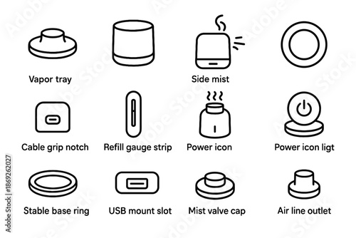 Refill ring air vector tray strip valve humidifier light set icon mount