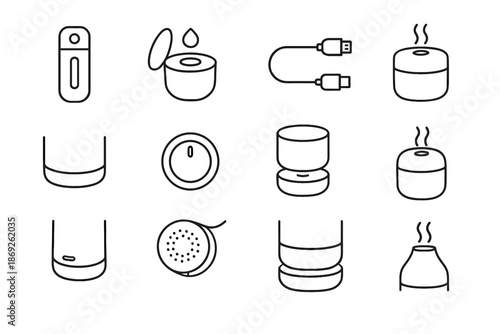 Glow air top portable humidifier detachable circular mist vector icon dial icons