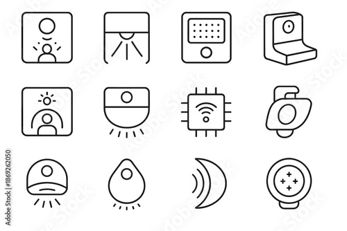 Soft motion sensor lens vector chip icon power body heat light curve