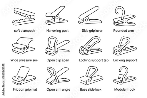 Support vector reading grip clip tab span mat lock icon narrow clips