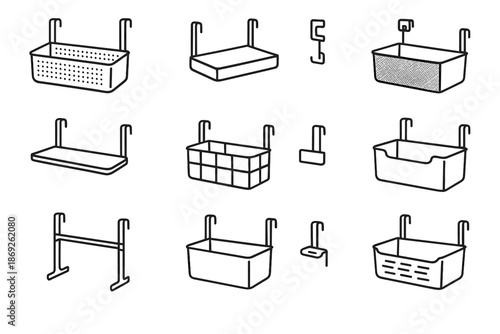 Attachment grid vector mouth hanging body icon organizer surface ventilated cabinet liner