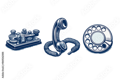 Vintage communication devices in a retro style
