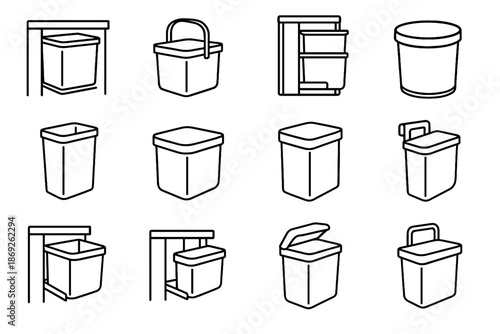 Icon lift bin tall hook vector waste mini trash access modern