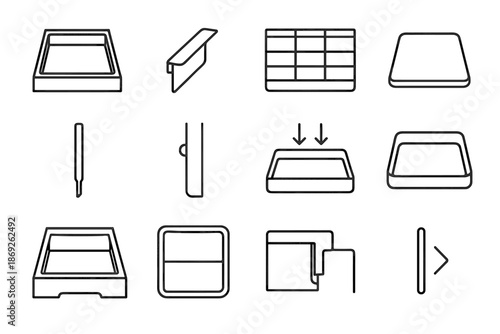 Drawer alignment system locking customizable vector icon stick nesting tab arrows icons