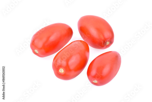 Plum tomatoes on white background